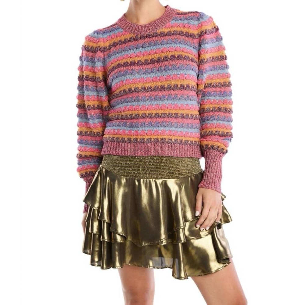 ALLISON New York 
Beautiful multi colored sweater with metallic sheen